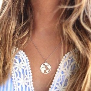 Minimalist Traveler Necklace of World Map